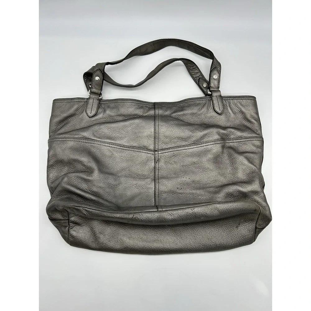 Lauren Ralph Lauren Silver Pebbled Leather 1967‎ Hobo Bag Cargo Pockets Designer